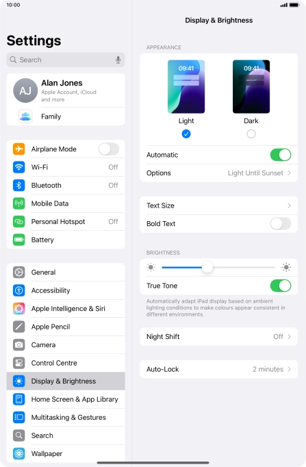 If you turn on the function, press Options and follow the instructions on the screen to select the required period of time for Dark Mode. If you turn on the function, press Options and follow the instructions on the screen to select the required period of time for Dark Mode.