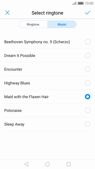 Once you've found a ring tone you like, press the confirm icon.