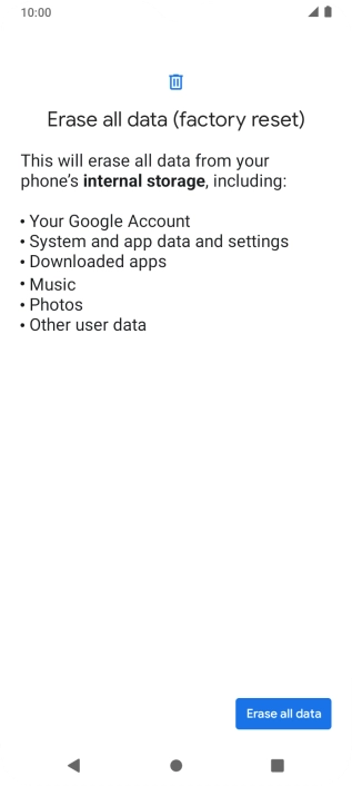 Press Erase all data.
