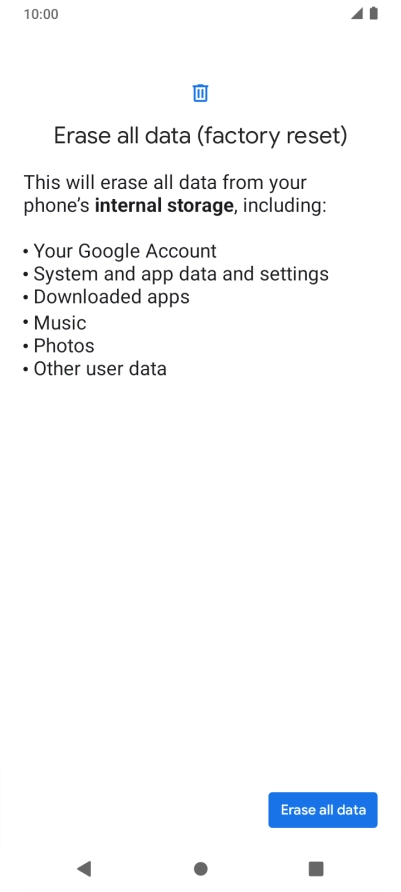 Press Erase all data.