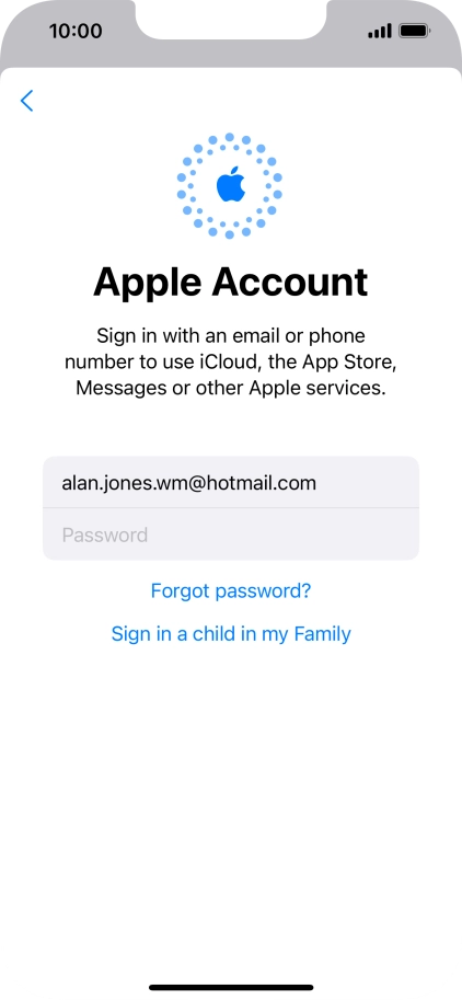 Press Password and key in the password for your Apple ID.