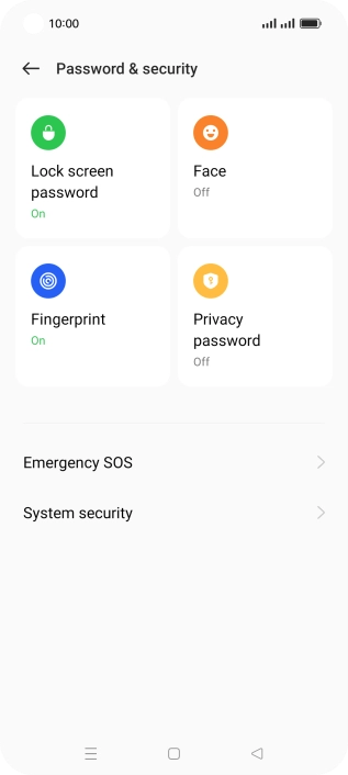 Press Lock screen password and key in the additional phone lock code you created earlier.