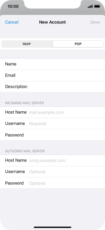 Press Host Name and key in the name of your email provider's incoming server.
