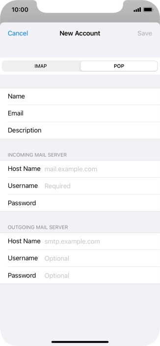 Press Host Name and key in the name of your email provider's incoming server.