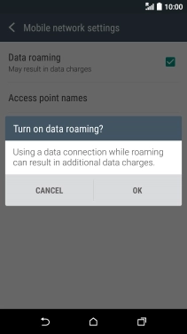 If you turn on data roaming, press OK.