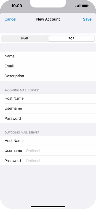 Press Username and key in the username for your email account. Please note that if you're using Vodafone's outgoing server, leave the username field empty.