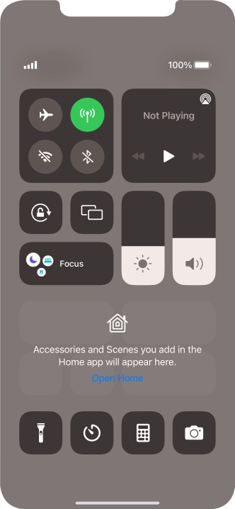 Press the flight mode icon to turn the function on or off.