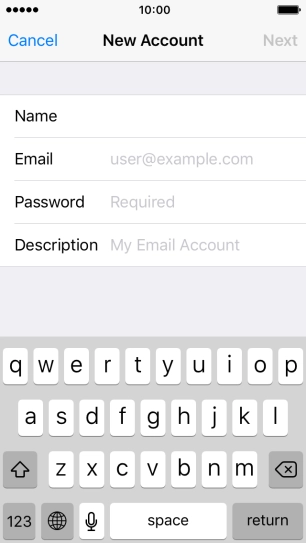 Press Email and key in your email address.