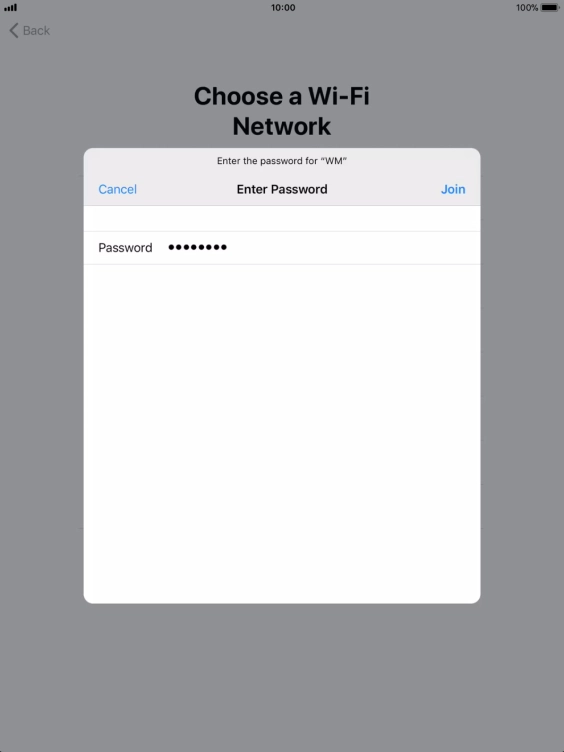 Key in the password for the Wi-Fi network and press Join. Key in the password for the Wi-Fi network and press Join.