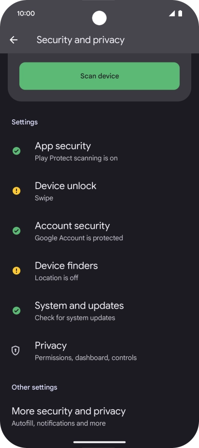 Press More security and privacy.