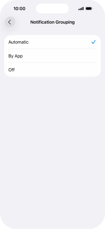 Press the required setting.