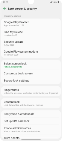 Press Select screen lock and key in the additional phone lock code you created earlier.