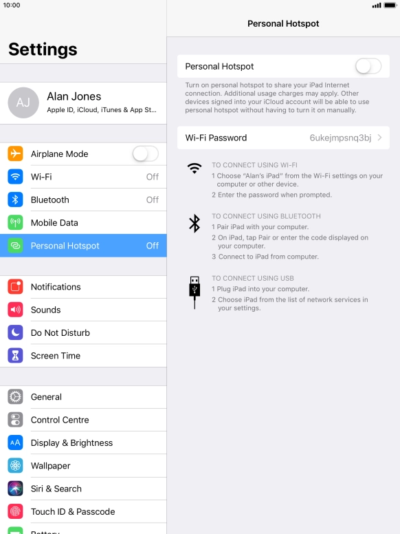 Press the indicator next to 