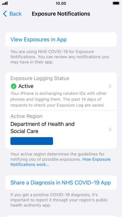 Press Exposure Logging Status.