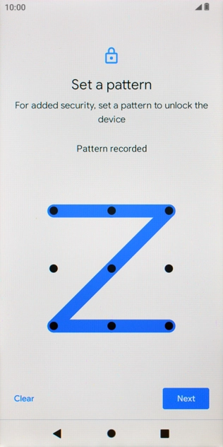 Slide your finger across the screen to connect at least four points and press Next.
