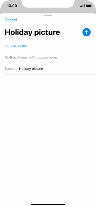Press the text input field and write the text for your email message.
