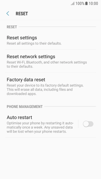Press Factory data reset.
