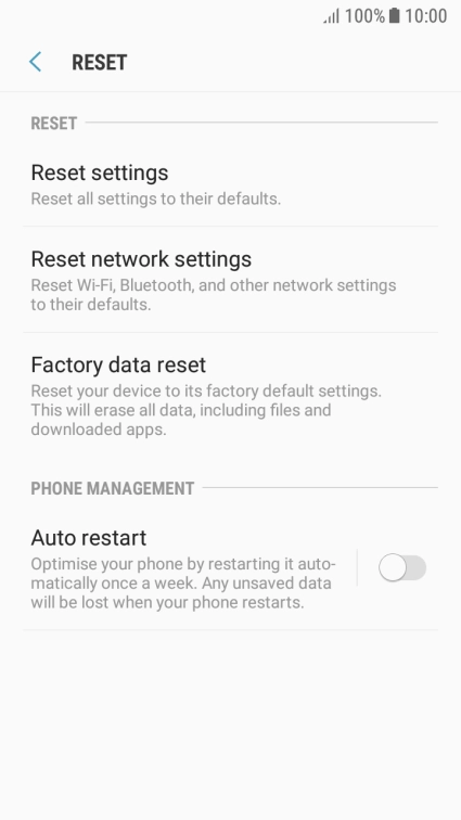 Press Factory data reset.