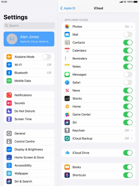 Press iCloud Backup.