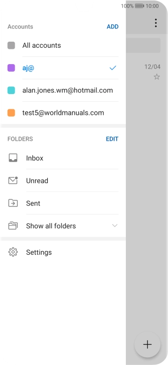Press the required email account.