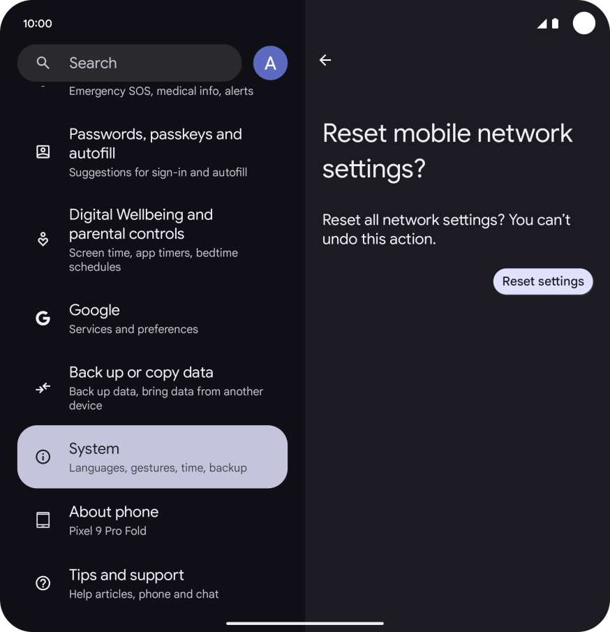 Press Reset settings.