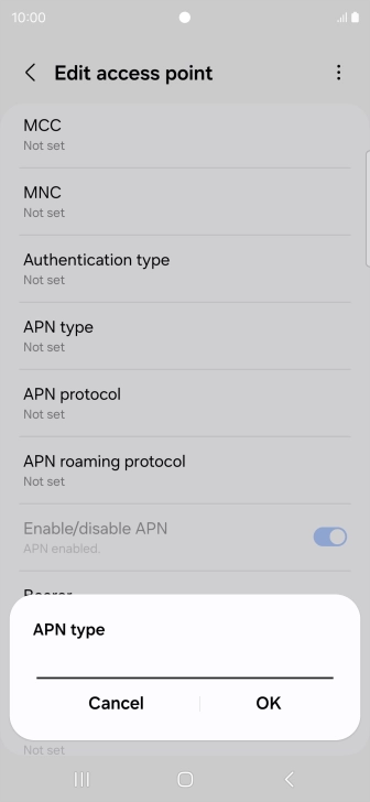Key in default and press OK.