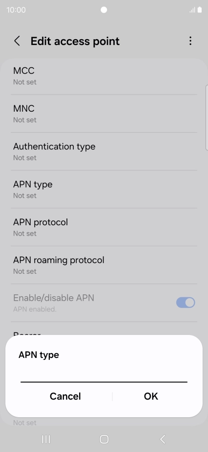 Key in default and press OK.