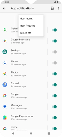 Press the required setting.