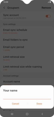 Key in the required sender name and press Done.