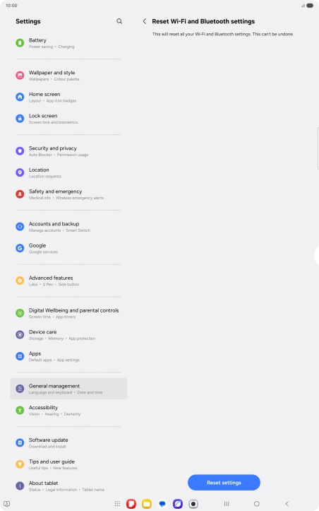 Press Reset settings.