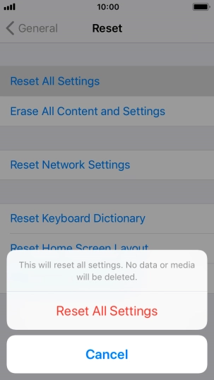 Press Reset All Settings.