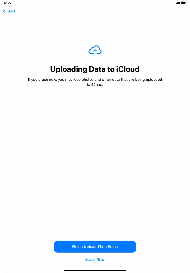 Press the required setting. Press the required setting.