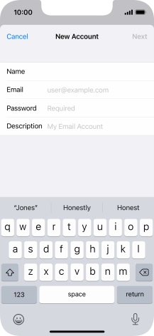 Press Email and key in your email address.