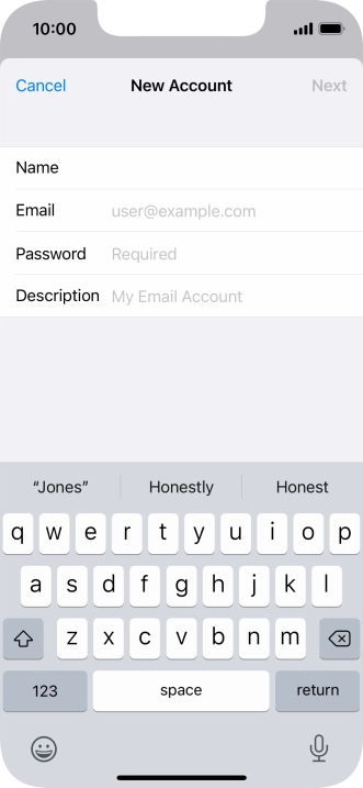 Press Email and key in your email address.