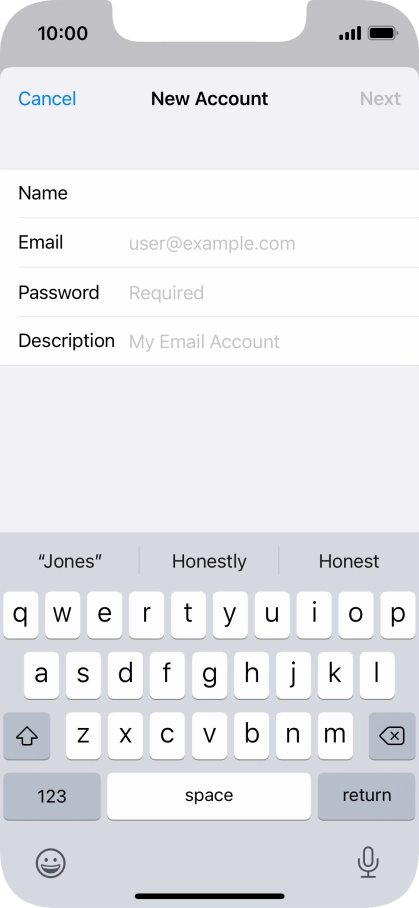 Press Email and key in your email address.