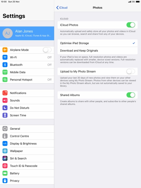 Press the indicator next to 