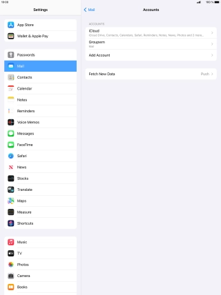 Press the name of the email account you've just set up.