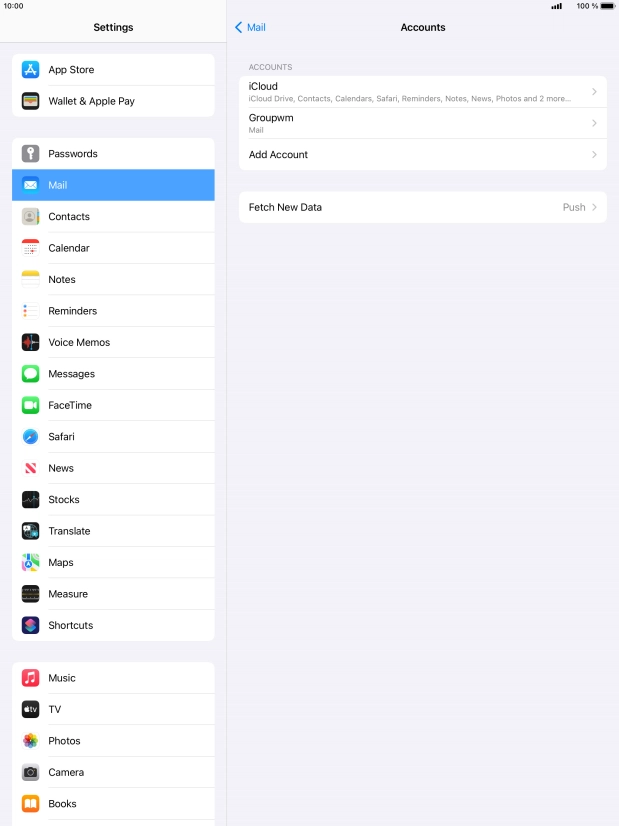 Press the name of the email account you've just set up.