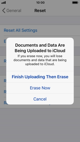 Press the required setting.