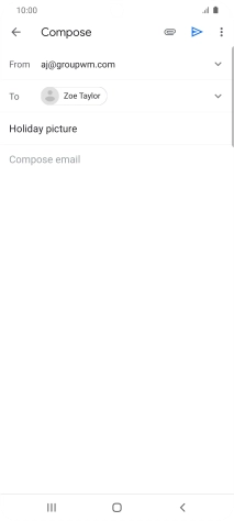 Press the text input field and write the text for your email message.