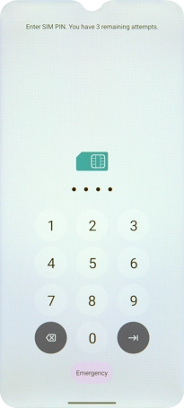 If your SIM is locked, key in your PIN and press arrow right.