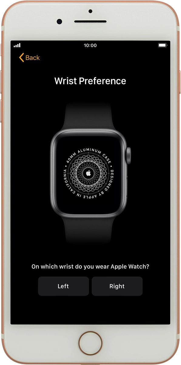 On your phone: Press the required setting and select on which wrist you want to wear the watch.
