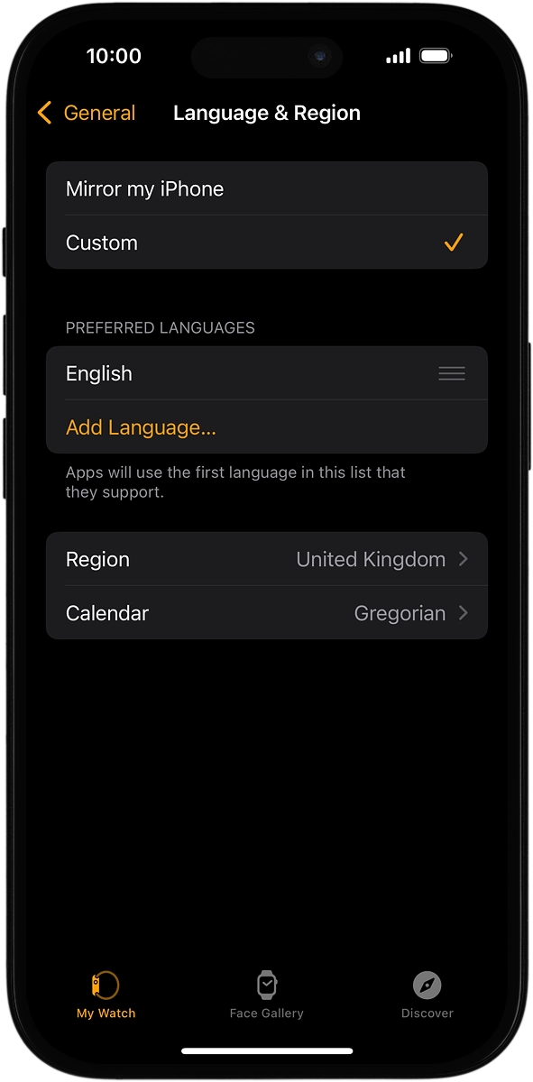 On your phone: Press Add Language....