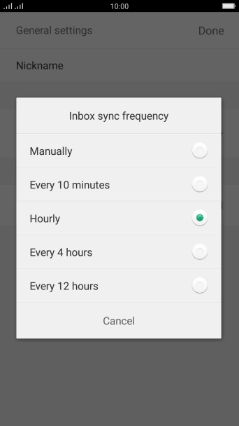 Press the required setting.