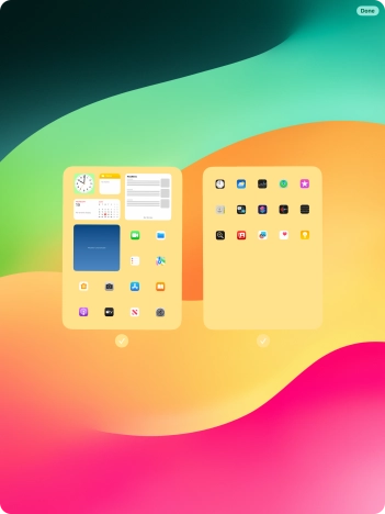 Press the fields below the required home screens to select or deselect them.