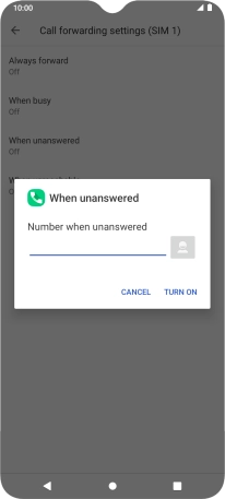 Key in +61414121121 and press TURN ON.