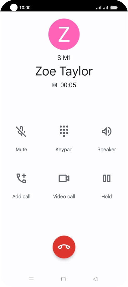 Press the end call icon.
