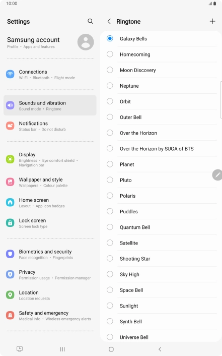 Press the add ring tone icon. Press the add ring tone icon.