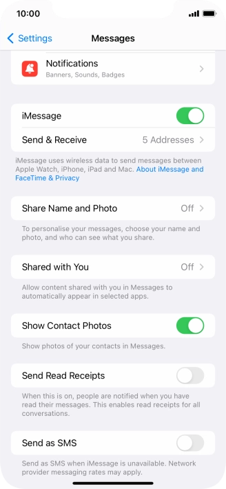 Press the indicator next to 
