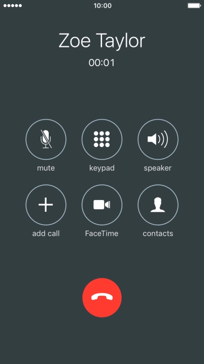 Press the end call icon.